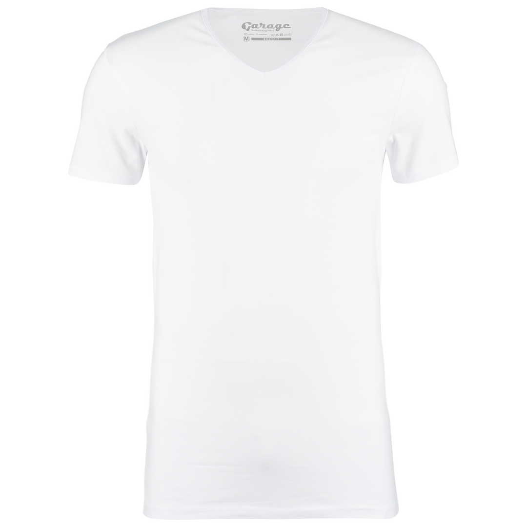 Garage - Bodyfit Shirt V-neck - 100 White