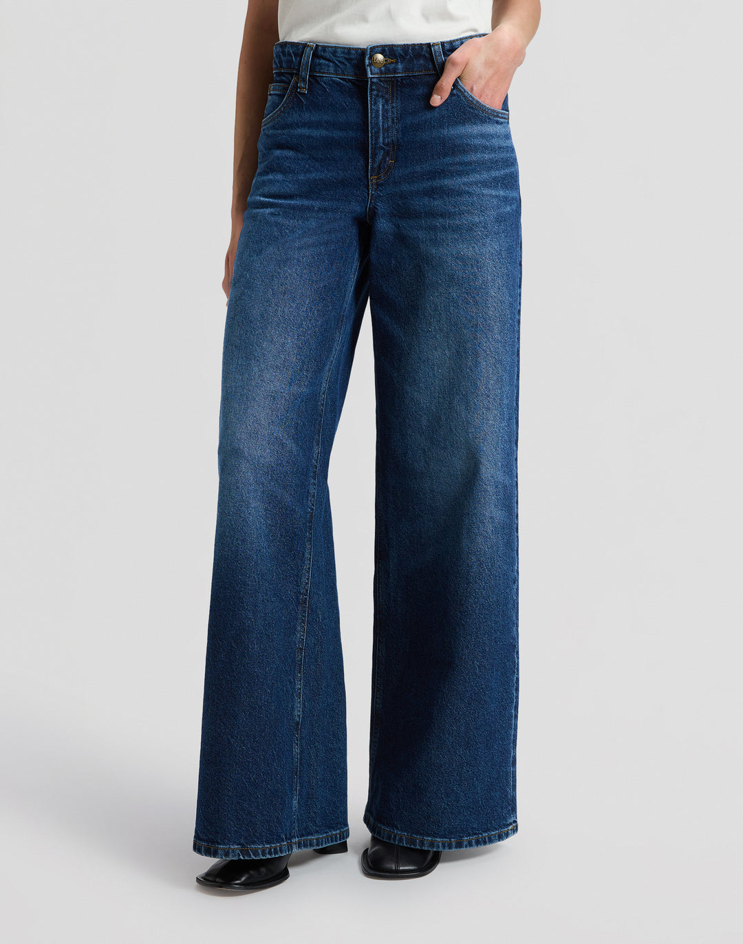 Lee - Hope - Dames Mid Rise Baggy Wide Leg Jeans - Flash Blue