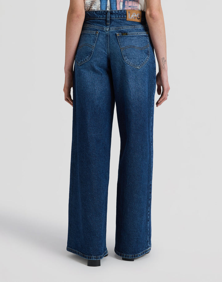 Lee - Hope - Dames Mid Rise Baggy Wide Leg Jeans - Flash Blue