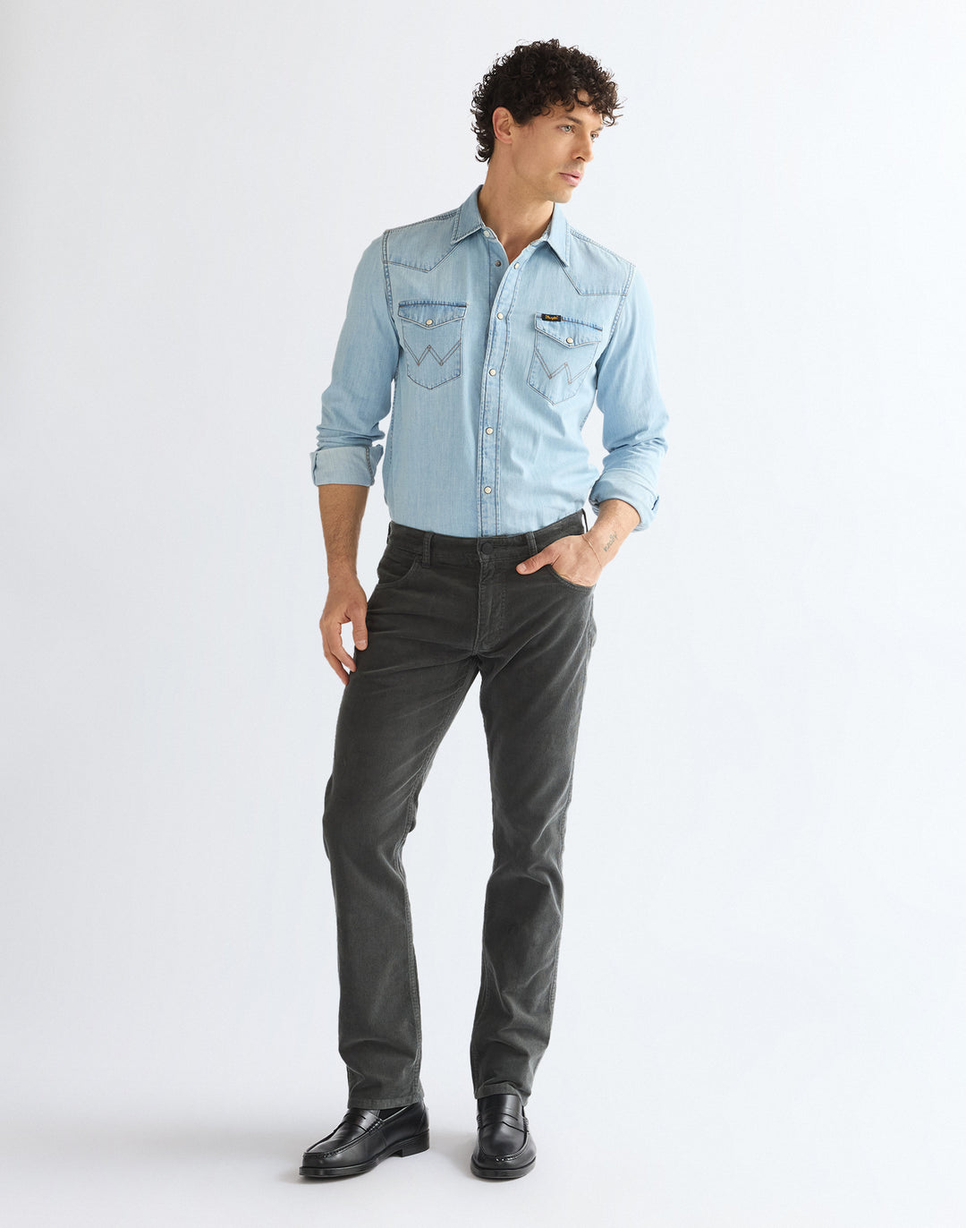 Wrangler - Greensboro - Heren Regular-fit Corduroy - Dark Shadow