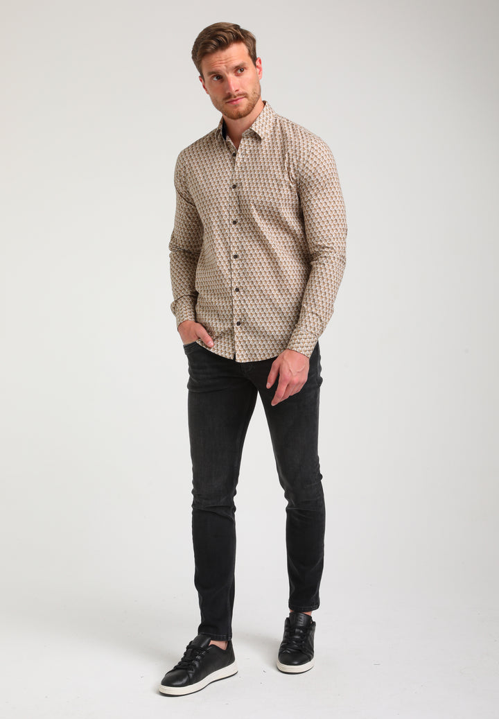 Gabbiano - Heren Overhemd - 334751 - 4412 Khaki Brown