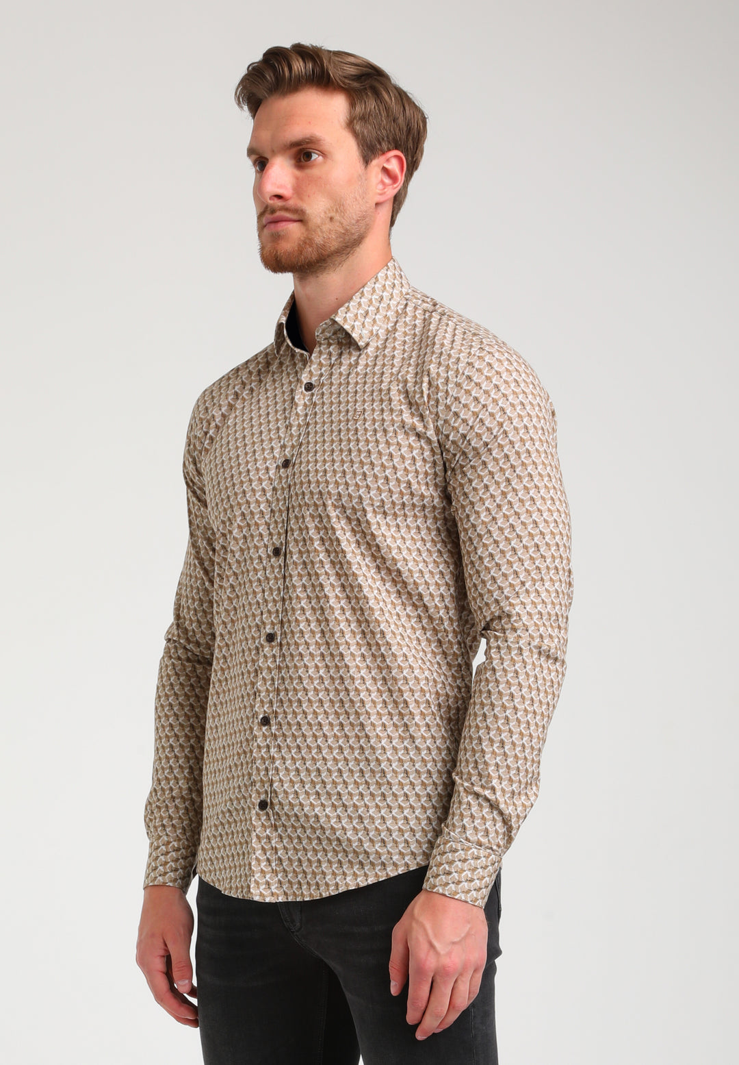 Gabbiano - Heren Overhemd - 334751 - 4412 Khaki Brown