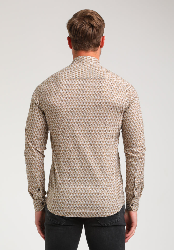 Gabbiano - Heren Overhemd - 334751 - 4412 Khaki Brown