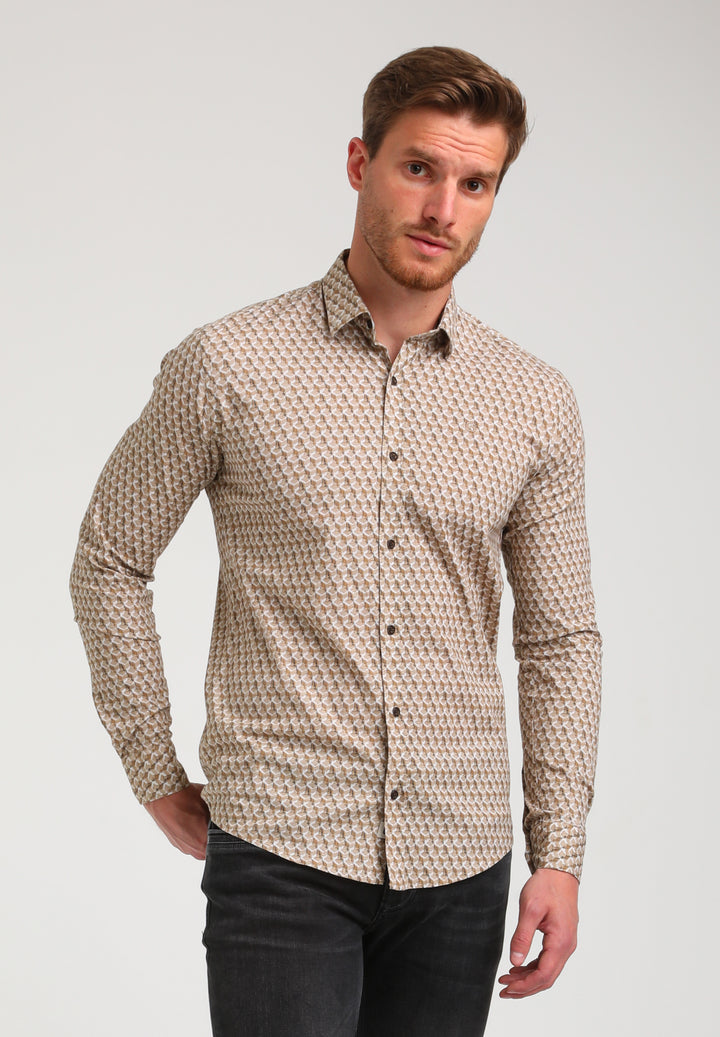 Gabbiano - Heren Overhemd - 334751 - 4412 Khaki Brown