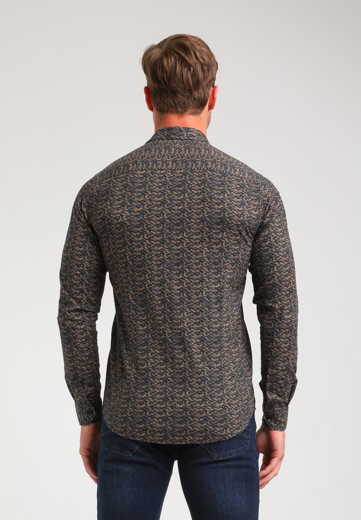 Gabbiano - Heren Overhemd - 334752 - 4412 Khaki Brown