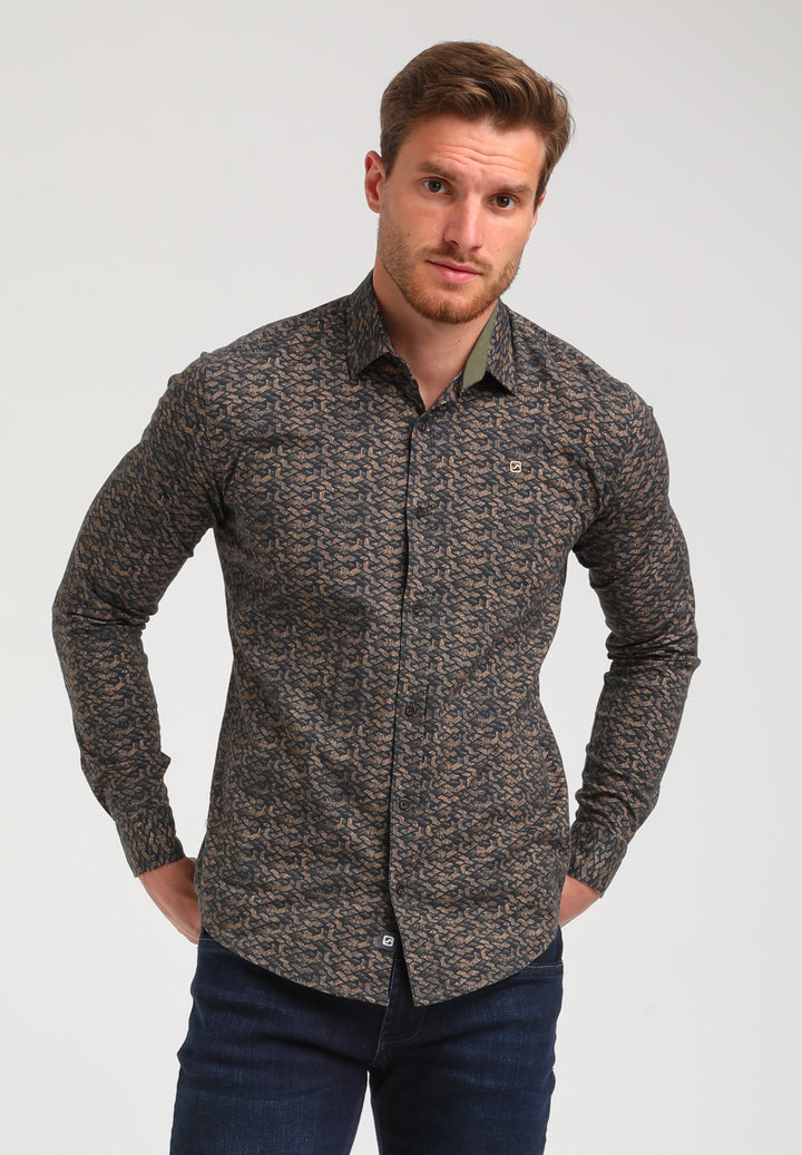 Gabbiano - Heren Overhemd - 334752 - 4412 Khaki Brown