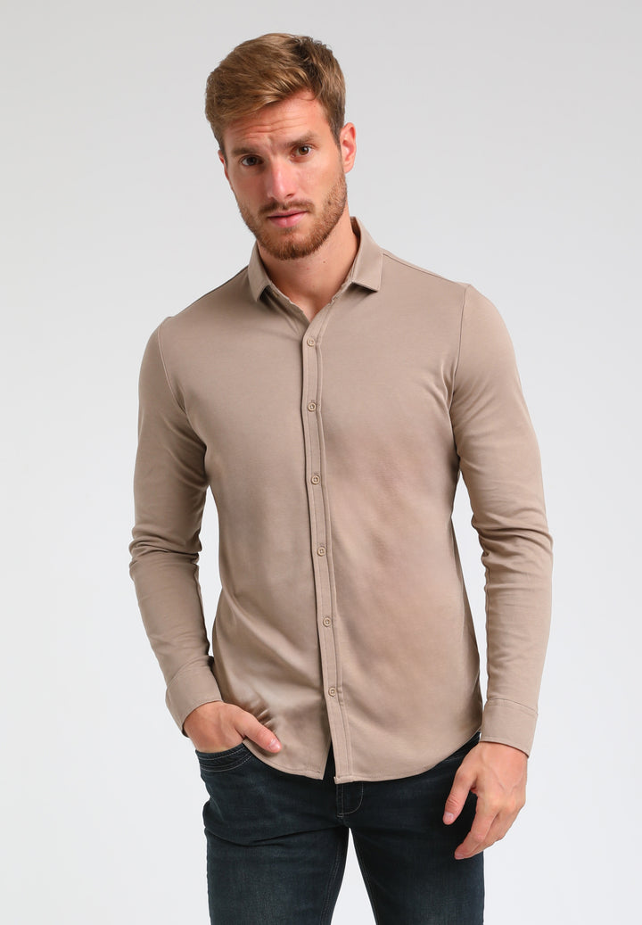 Gabbiano - Heren Overhemd - Tone - 333510 - 4445 Taupe