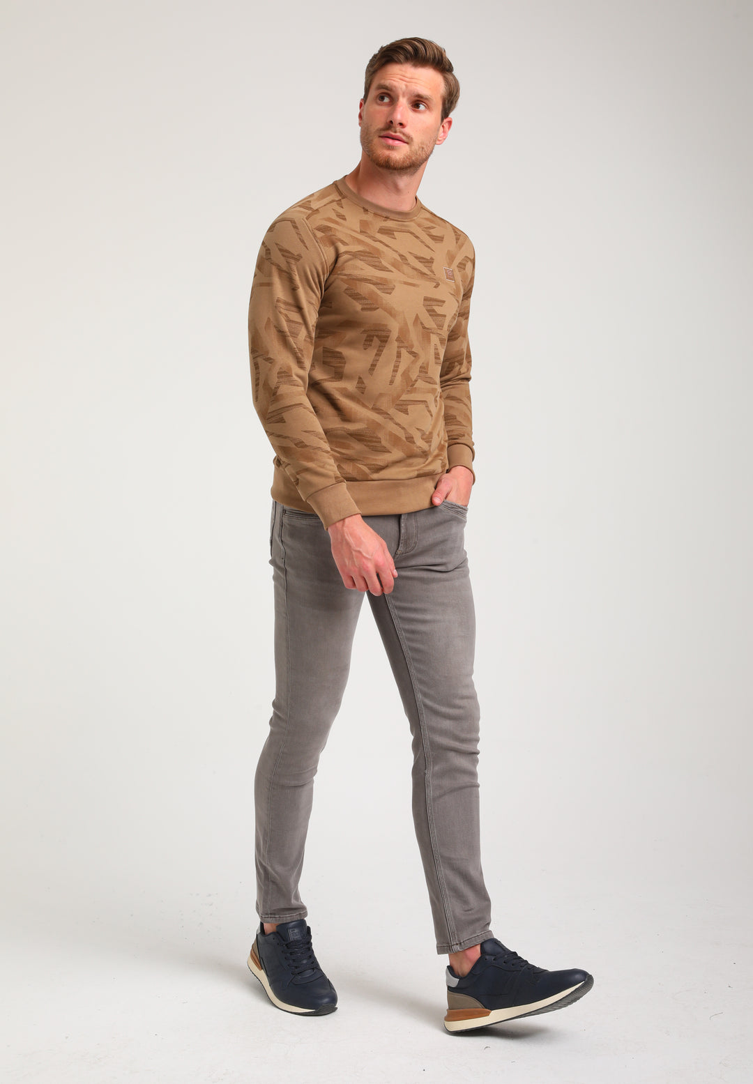 Gabbiano - Heren Sweater - 774770 - 4412 Khaki Brown