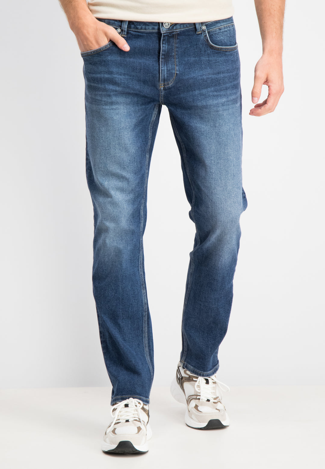 Gabbiano - Arctic - Heren Relaxed Jeans - Mid Blue Stone Wash