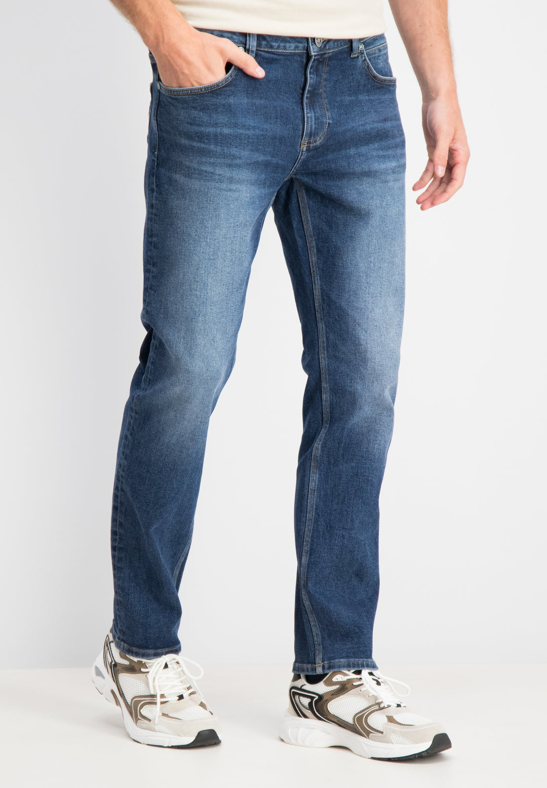 Gabbiano - Arctic - Heren Relaxed Jeans - Mid Blue Stone Wash