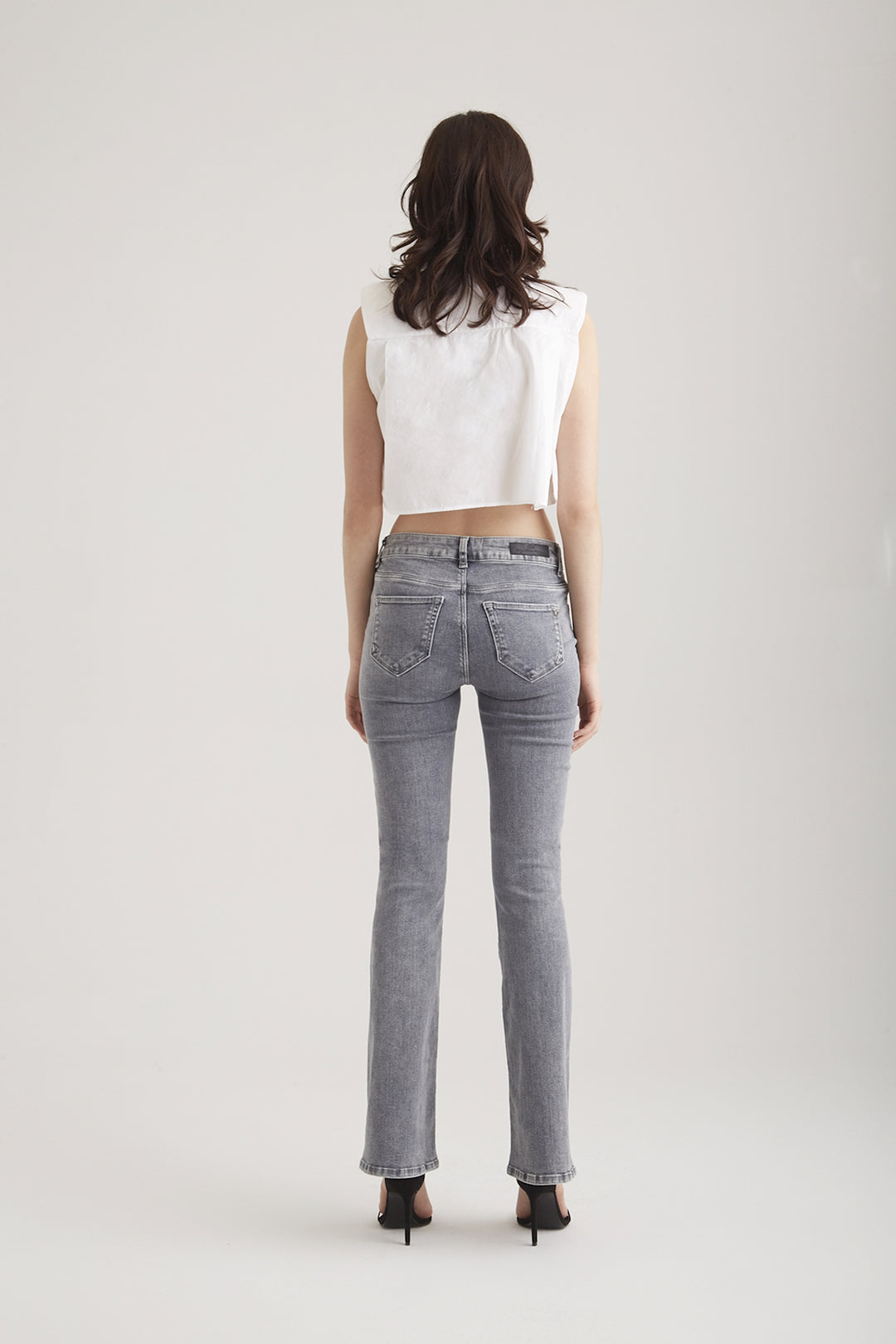 COJ - Laura - Dames Flare Jeans - Grey Vintage