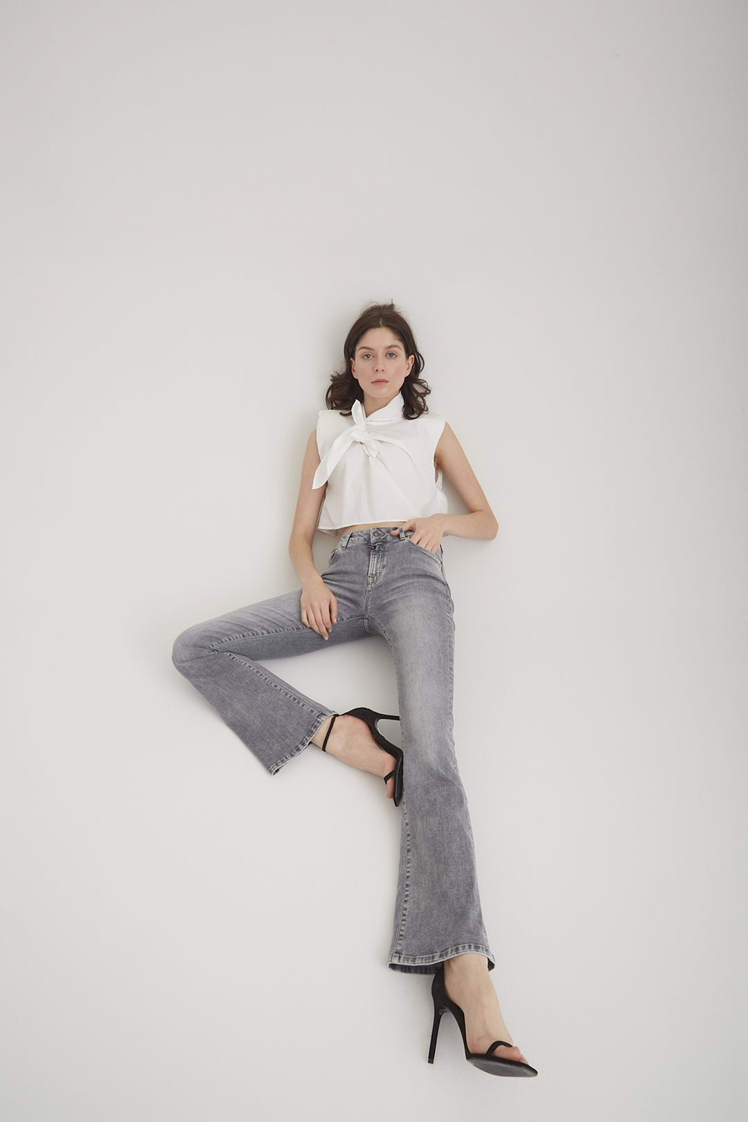 COJ - Laura - Dames Flare Jeans - Grey Vintage