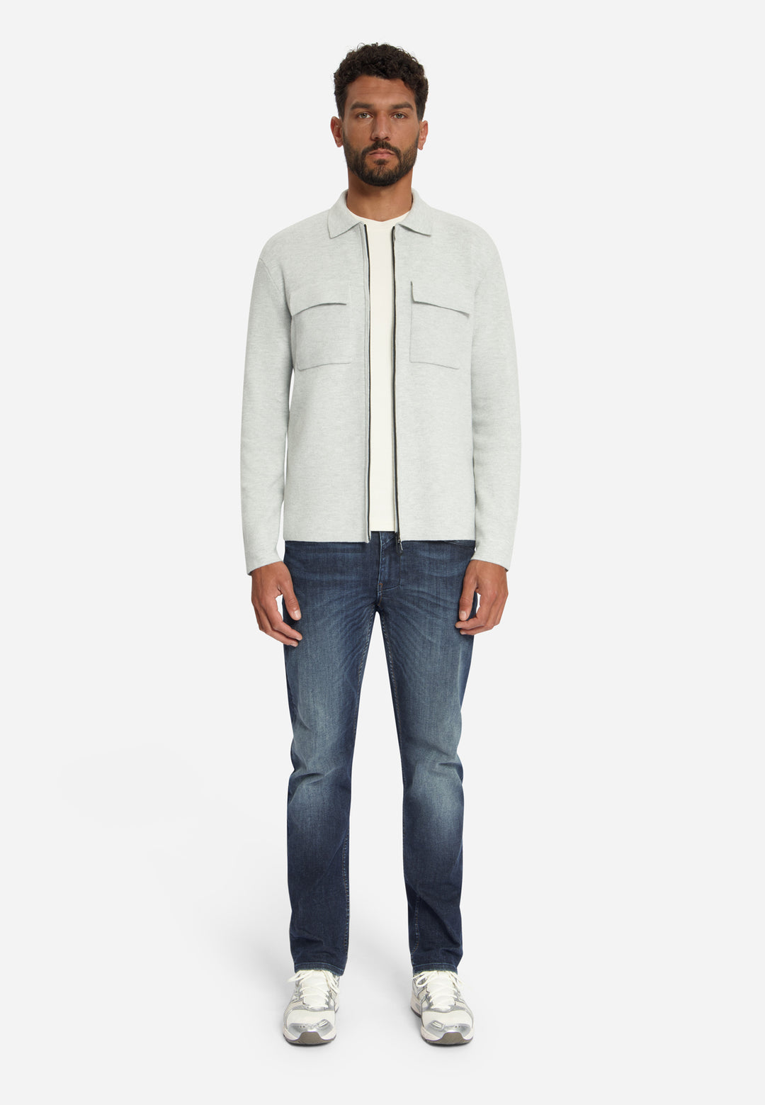 No Excess - Heren Overshirt - 33210971 - 110 Light Grey Melange