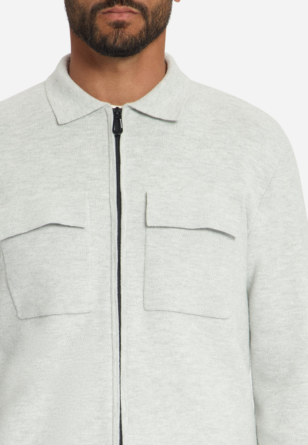 No Excess - Heren Overshirt - 33210971 - 110 Light Grey Melange