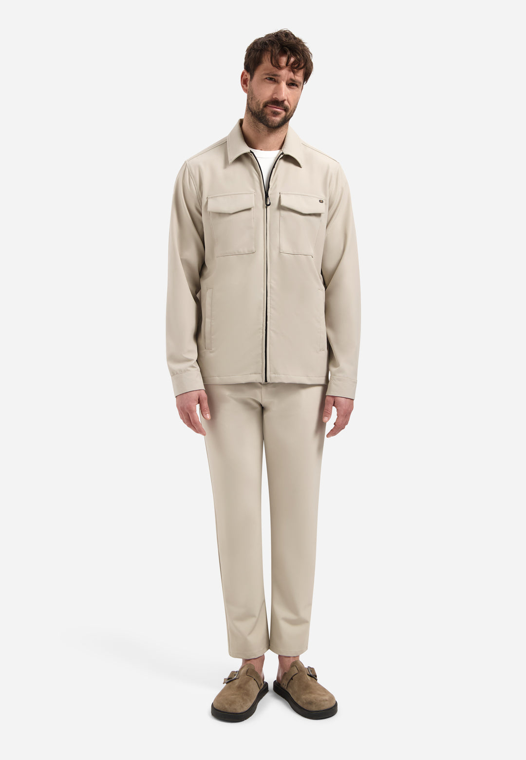 No Excess - Heren Sedoc Overshirt - N5104 - 014 Stone