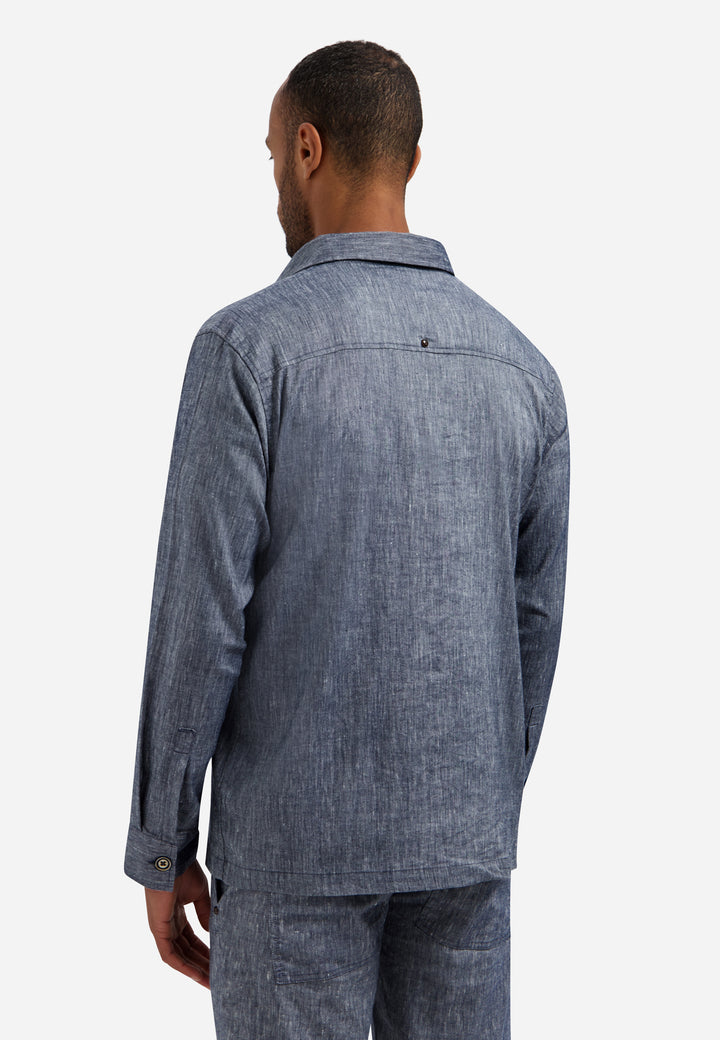 No Excess - Heren Linnen Overshirt - 31510210 - 078 Night