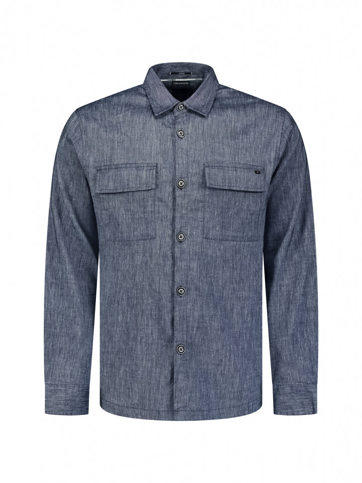 No Excess - Heren Linnen Overshirt - 31510210 - 078 Night