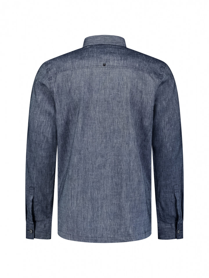 No Excess - Heren Linnen Overshirt - 31510210 - 078 Night