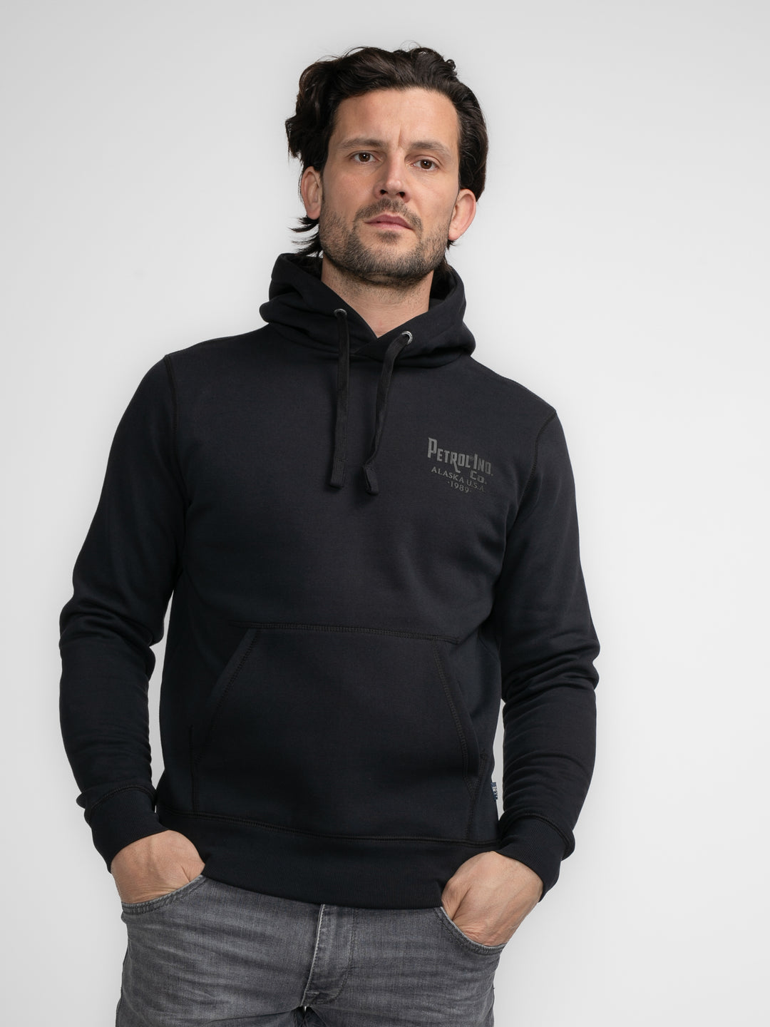 Petrol Heren Hoodie M-3040-SWH352 9091 Dark Black1