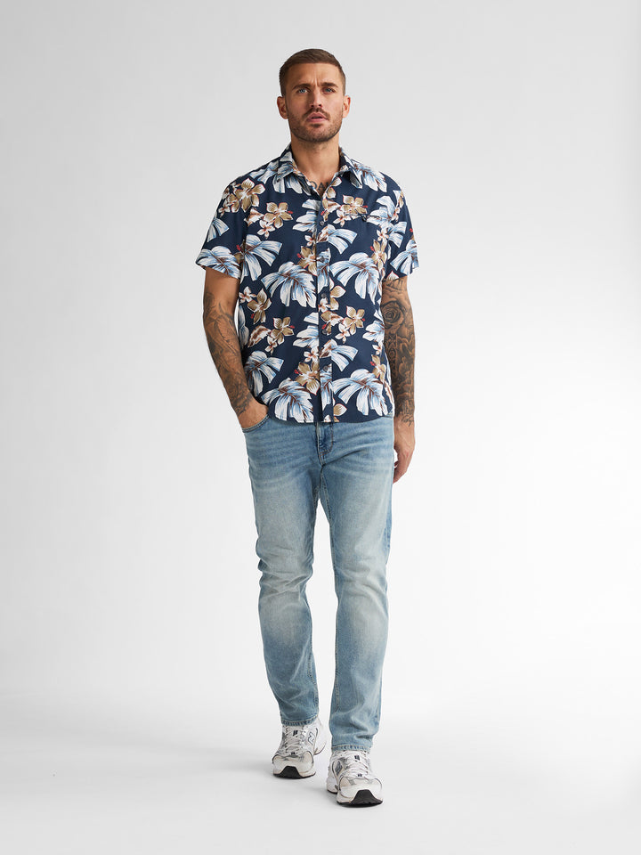 Petrol - Heren Overhemd - M-1050-SIS418 - 5178 Navy Blue