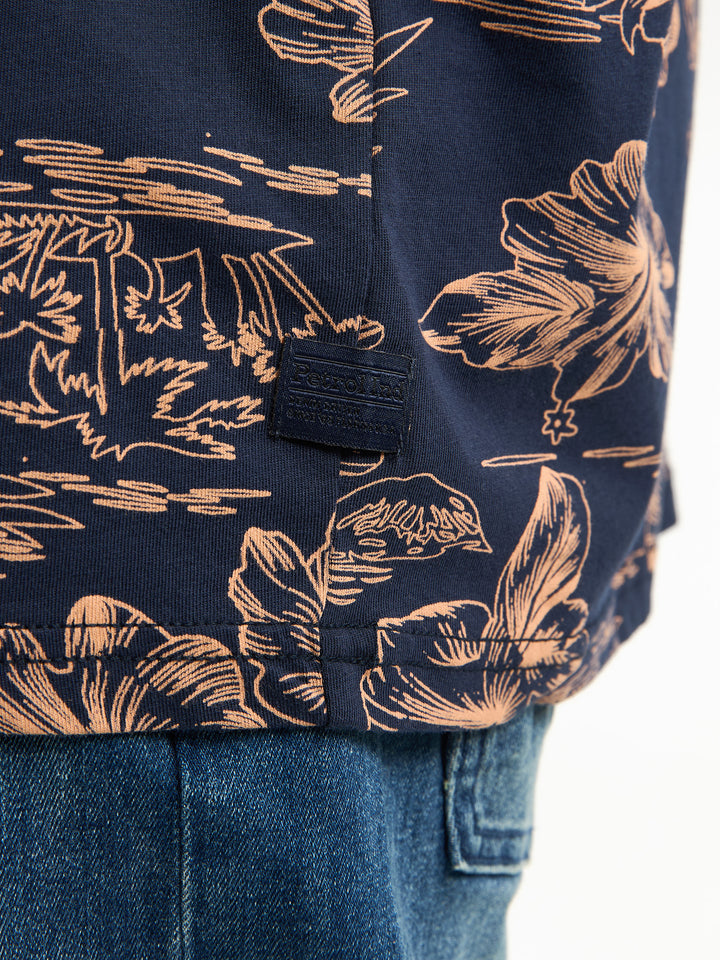 Petrol - Heren Shirt- M-1050-TSR6230 - 5178 Navy Blue