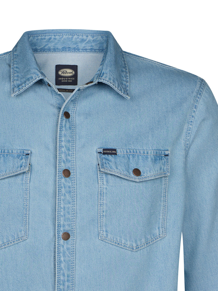 Petrol - Heren Overhemd - M-1060-SIL436 - 5001 Light Indigo