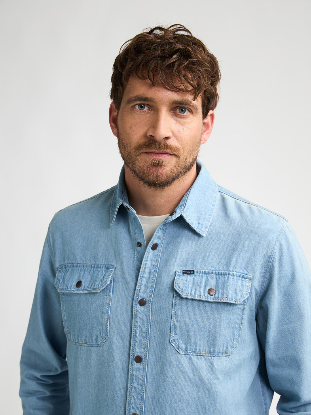 Petrol - Heren Overhemd - M-1060-SIL436 - 5001 Light Indigo