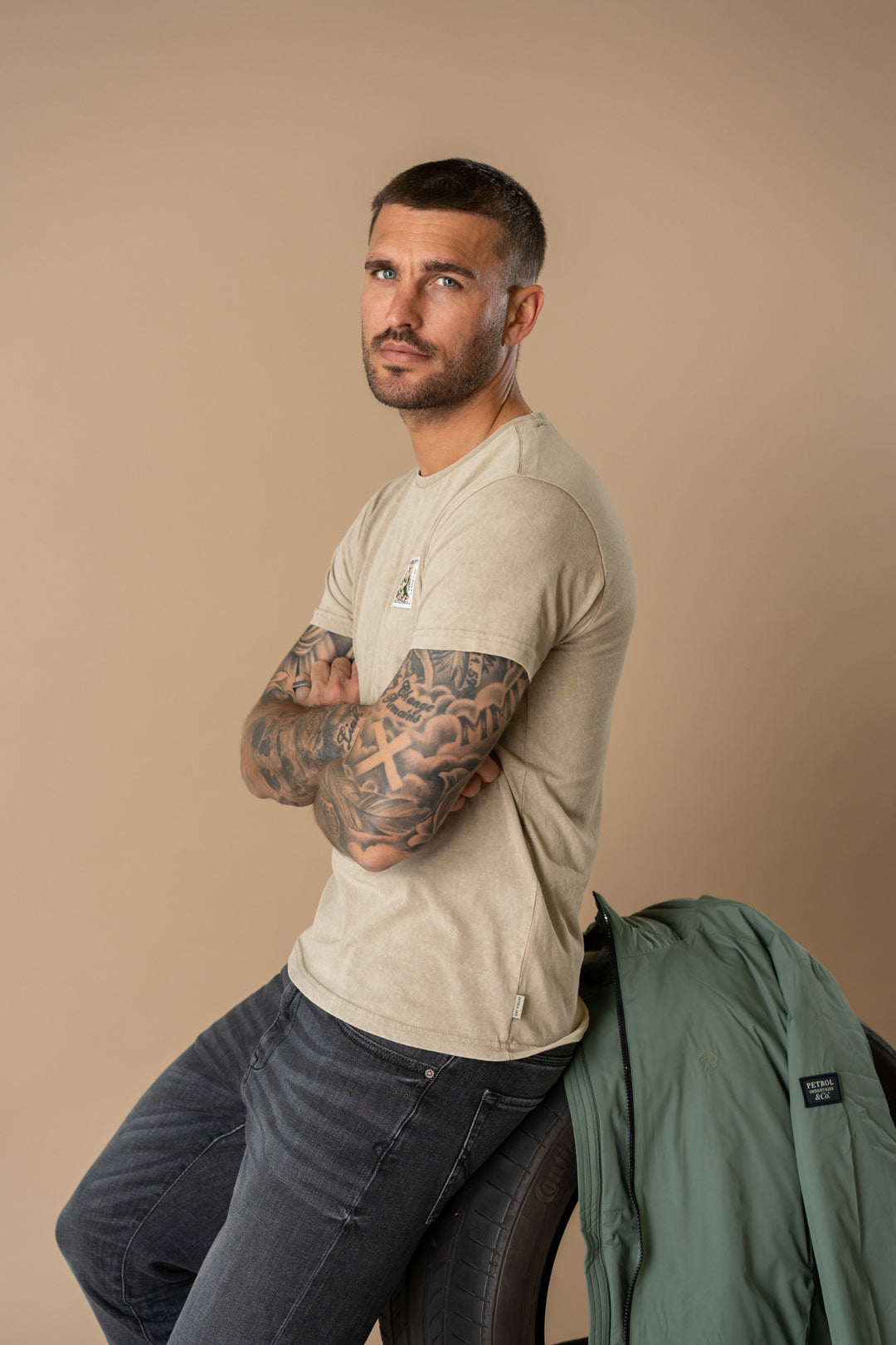 Petrol - Heren Shirt - M-1060-TSR623 - 7130 Light Tan