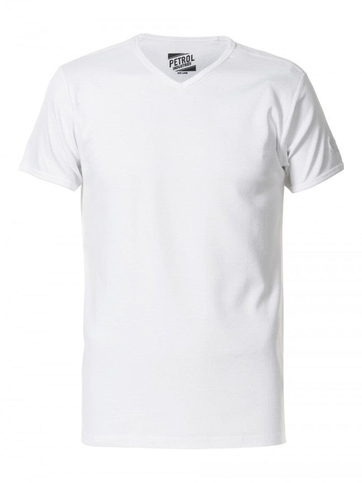 Petrol - Heren Basic T-Shirt V-hals - Wit