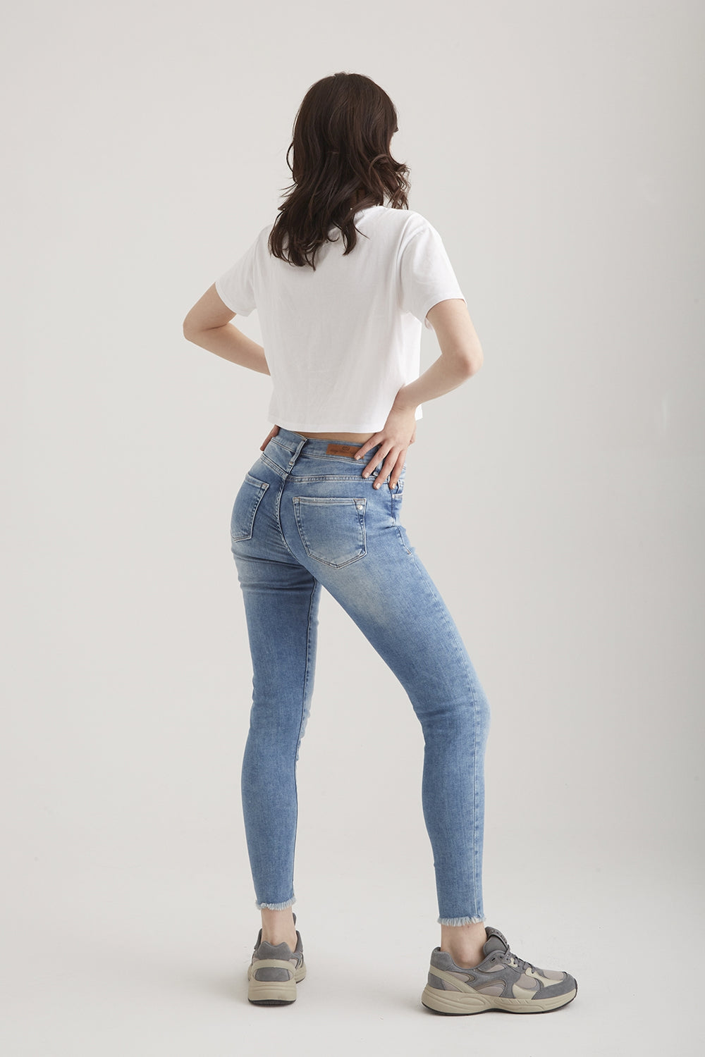 COJ - Lina - Dames Slim-fit Jeans - Blue Fringe