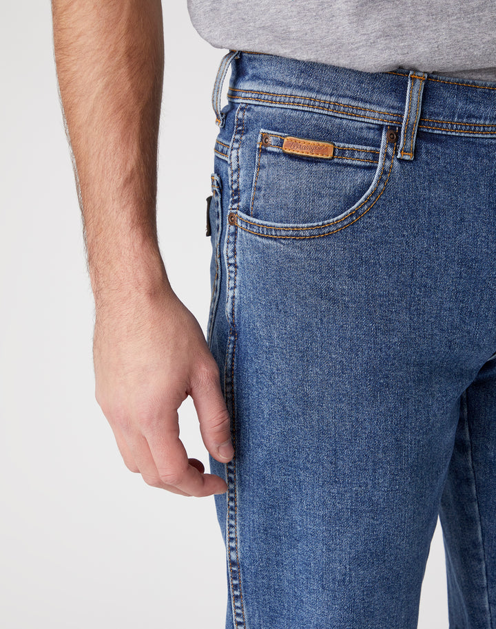 Wrangler Texas stretch 5-pocket blauw stone stonewash wash jeans spijkerbroek modern  regular regular-fit