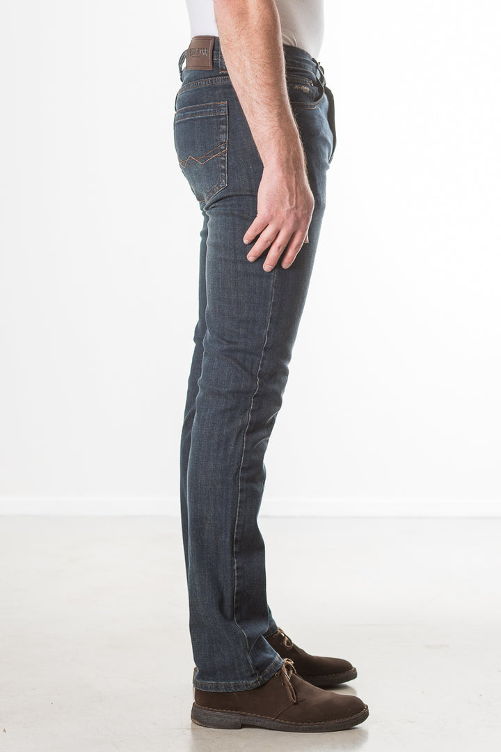 Newstar new star jacksonville donker regular regular-fit 5-pocket YKK-rits werkrbroek jeans spijkerbroek blauw dark used stonewash