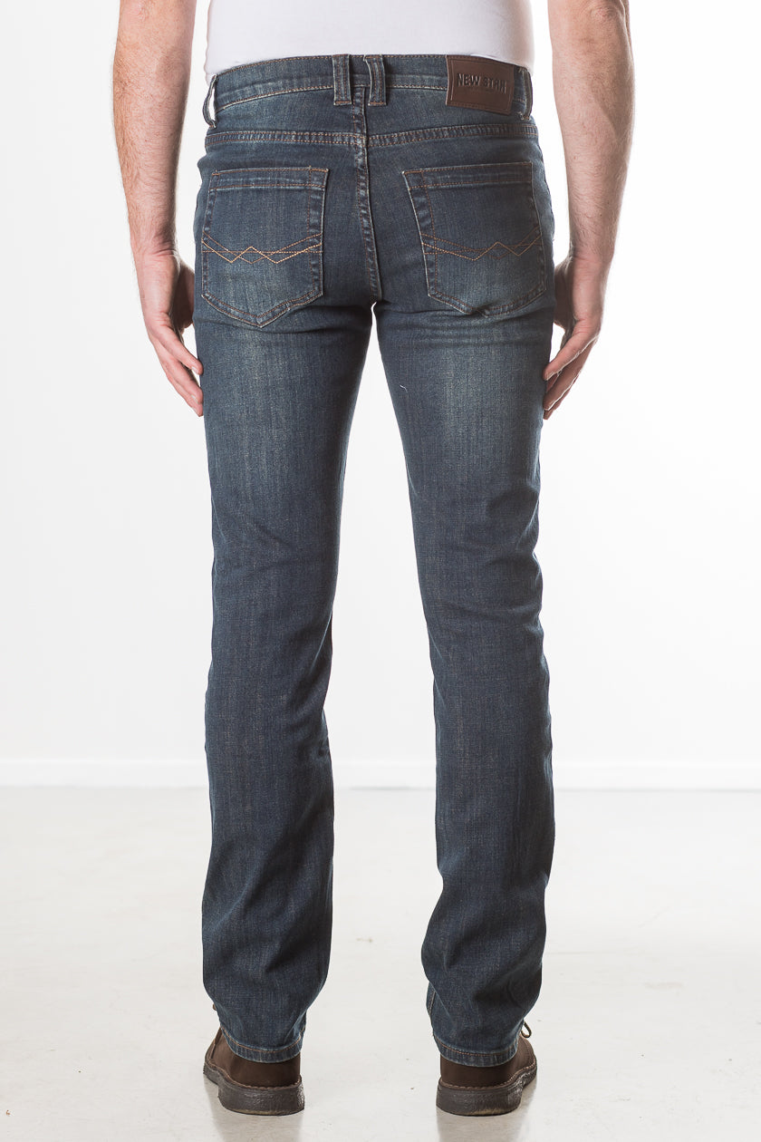 Newstar new star jacksonville donker regular regular-fit 5-pocket YKK-rits werkrbroek jeans spijkerbroek blauw dark used stonewash