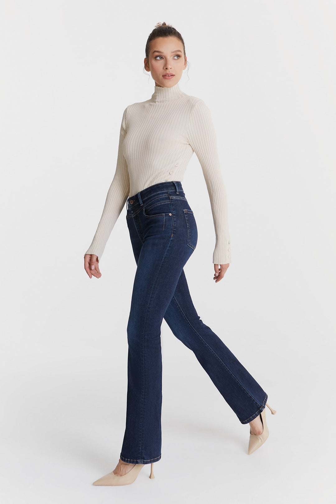 COJ - Matilda - Dames Flare Jeans - Deep Blue